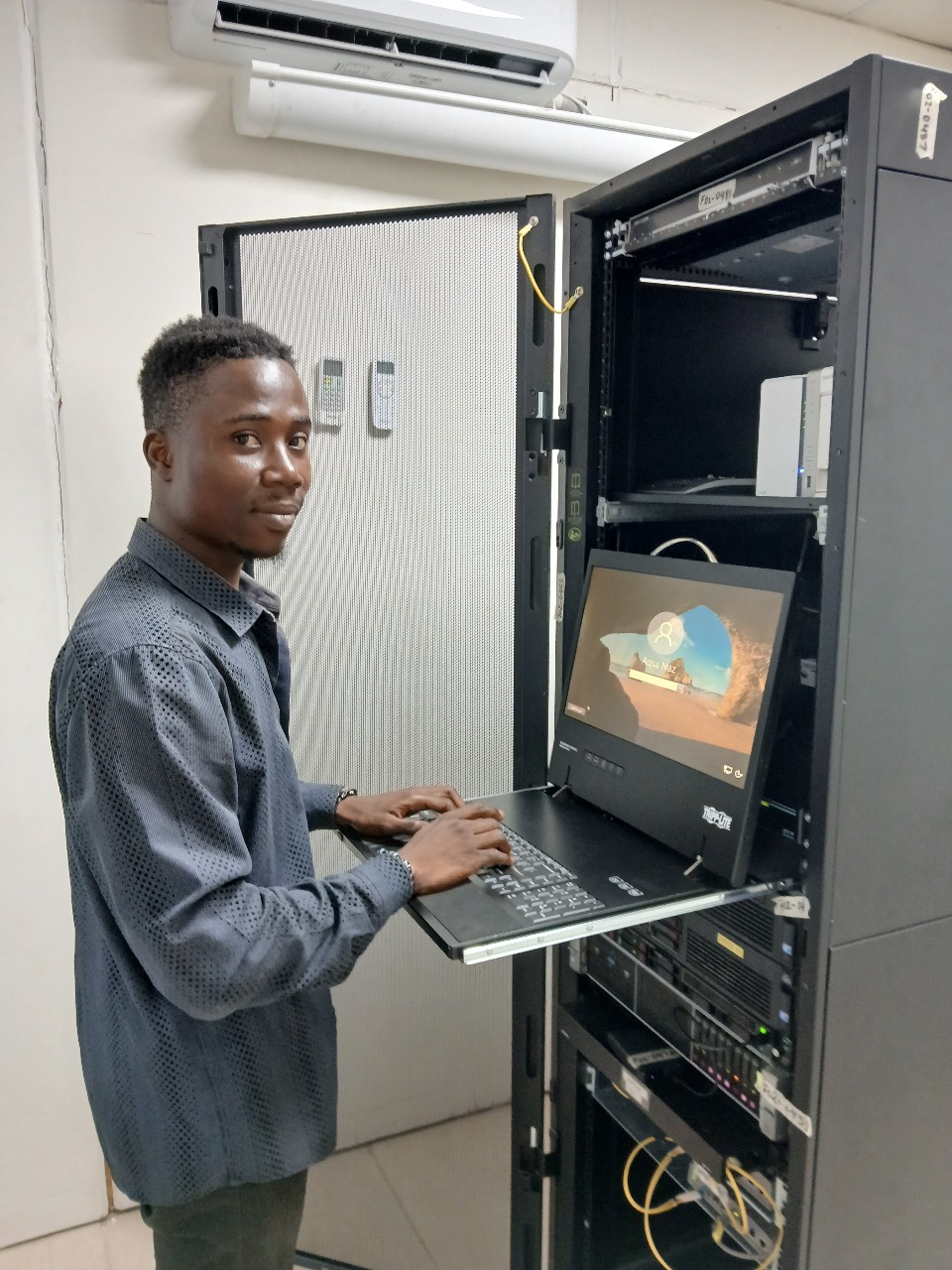 Engineer at server rack