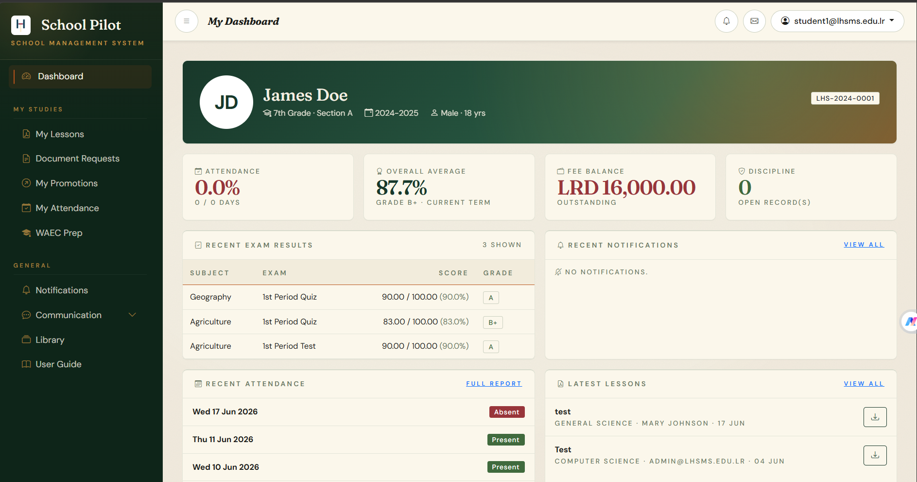 School Pilot — module view